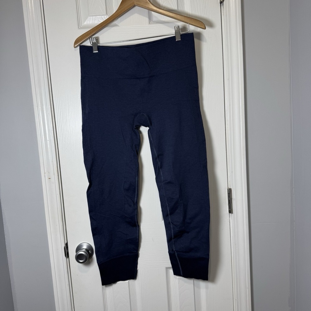 Lululemon Women's 12 Ribbed High Waist Cuffed Navy Thick Leggings 32x25 - Picture 2 of 6